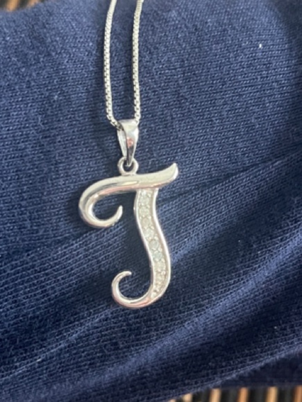 Silver Initial 'J' Pendant Necklace - Silver